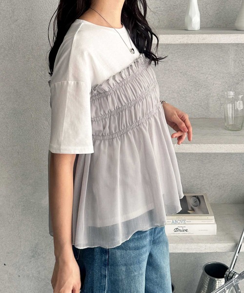 GeeRA(ジーラ)の「シアービスチェドッキングTシャツ(Tシャツ/カットソー・レディース・ブラック/オフホワイト/ホワイト×グレー・MEDIUM/LARGE/X-LARGE)」の20枚目の写真