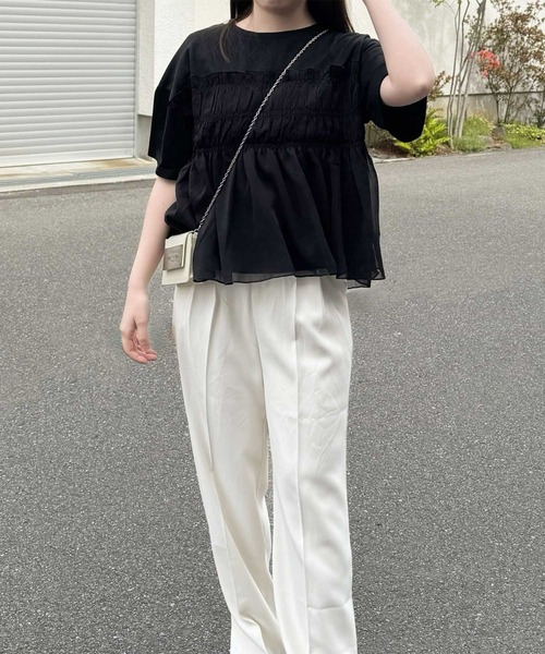 GeeRA(ジーラ)の「シアービスチェドッキングTシャツ(Tシャツ/カットソー・レディース・ブラック/オフホワイト/ホワイト×グレー・MEDIUM/LARGE/X-LARGE)」の6枚目の写真