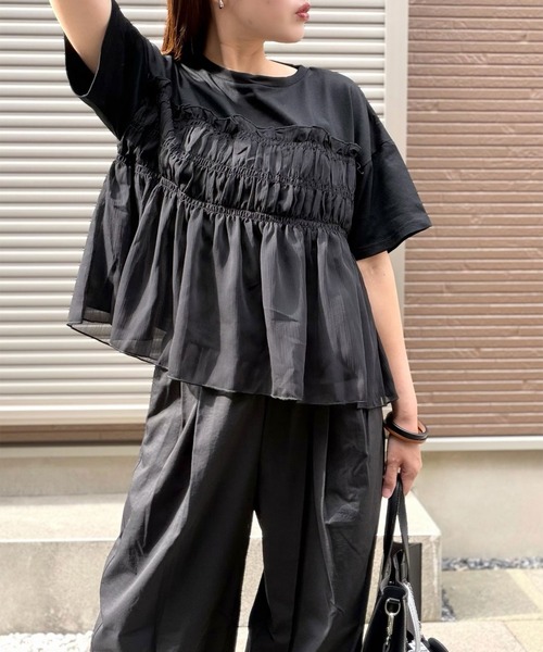 GeeRA(ジーラ)の「シアービスチェドッキングTシャツ(Tシャツ/カットソー・レディース・ブラック/オフホワイト/ホワイト×グレー・MEDIUM/LARGE/X-LARGE)」の8枚目の写真