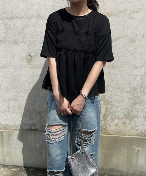 GeeRA(ジーラ)の「シアービスチェドッキングTシャツ(Tシャツ/カットソー・レディース・ブラック/オフホワイト/ホワイト×グレー・MEDIUM/LARGE/X-LARGE)」の11枚目の写真