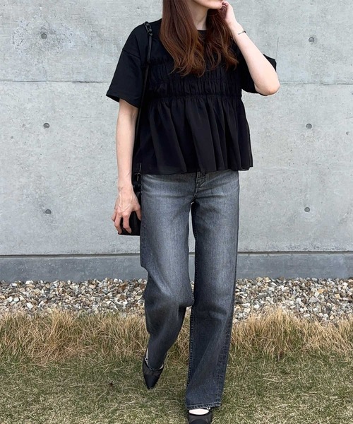 GeeRA(ジーラ)の「シアービスチェドッキングTシャツ(Tシャツ/カットソー・レディース・ブラック/オフホワイト/ホワイト×グレー・MEDIUM/LARGE/X-LARGE)」の13枚目の写真
