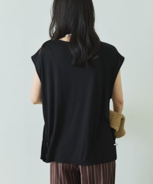 Doux archives(ドゥアルシーヴ)の「裾ドロストフレンチスリーブカットトップス(Tシャツ/カットソー・レディース・キャメル/ブラック/グレー・FREE)」の17枚目の写真