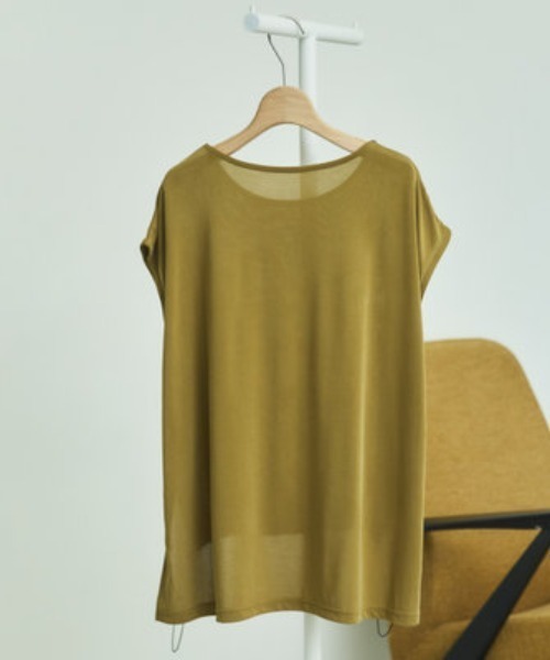 Doux archives(ドゥアルシーヴ)の「裾ドロストフレンチスリーブカットトップス(Tシャツ/カットソー・レディース・キャメル/ブラック/グレー・FREE)」の19枚目の写真