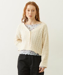 OPENWORK CABLE KNIT CARDIGAN
