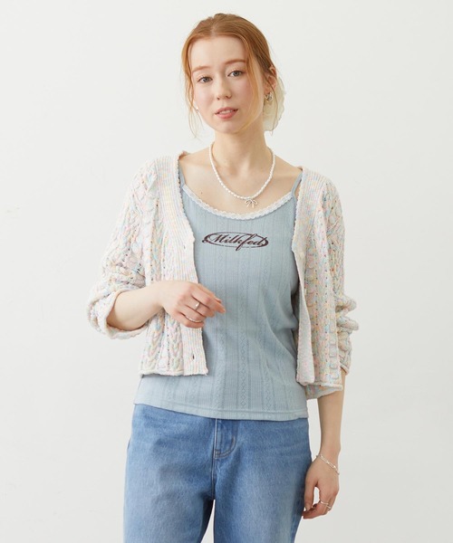 MILKFED.（ミルクフェド）の「OPENWORK CABLE KNIT CARDIGAN（カーディガン/ボレロ・レディース・オフホワイト/マルチ/ブラック・ONE SIZE）」の4枚目の写真