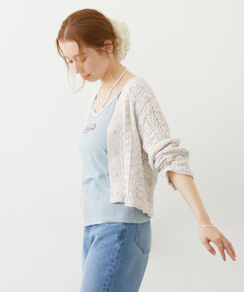 MILKFED.（ミルクフェド）の「OPENWORK CABLE KNIT CARDIGAN（カーディガン/ボレロ・レディース・オフホワイト/マルチ/ブラック・ONE SIZE）」の5枚目の写真