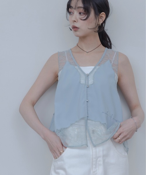 Eimee Law（エイミーロウ）の「レースエンブロランジェリージレ（ベスト・レディース・サックスブルー/オフホワイト/ネイビー/ブラック・FREE）」の5枚目の写真