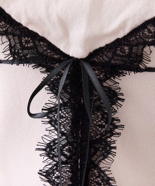 one after another NICE CLAUP（ワンアフターアナザーナイスクラップ）の「【セット対応】配色レースニットビスチェ（キャミソール・レディース・ブラック/ピンク/サックスブルー/オフホワイト・FREE）」の10枚目の写真