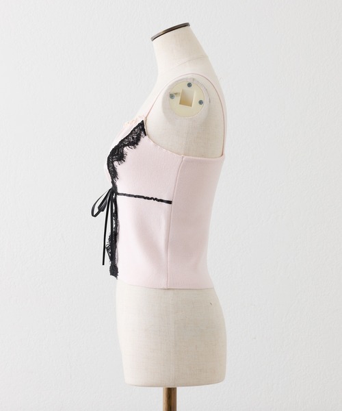 one after another NICE CLAUP（ワンアフターアナザーナイスクラップ）の「【セット対応】配色レースニットビスチェ（キャミソール・レディース・ブラック/ピンク/サックスブルー/オフホワイト・FREE）」の16枚目の写真