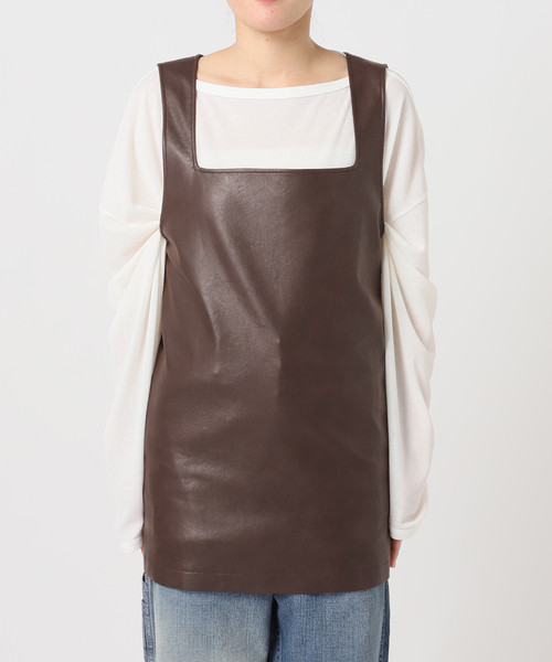 CITYSHOP(シティーショップ)の「FAUX LEATHER TOPS:ブラウス(シャツ/ブラウス・レディース・ブラック/ブラウン・FREE)」の8枚目の写真
