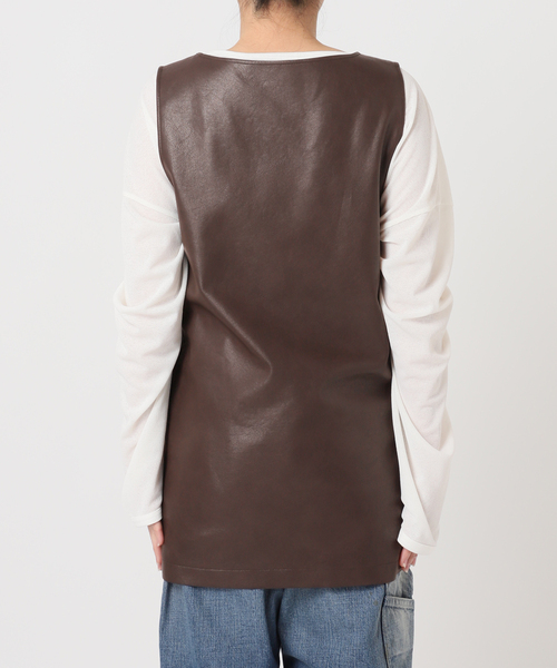 CITYSHOP（シティーショップ）の「FAUX LEATHER TOPS：ブラウス（シャツ/ブラウス・レディース・ブラック/ブラウン・FREE）」の6枚目の写真