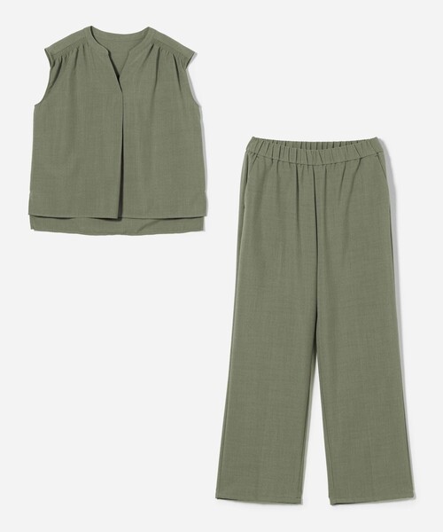A DAY IN THE LIFE UNITED ARROWS(アデイインザライフユナイテッドアローズ)の「キーネックブラウス+ワイドパンツ ‐ウォッシャブル‐ <A DAY IN THE LIFE>(ワンピース・レディース・オリーブ/ネイビー/ベージュ・36/38)」の16枚目の写真