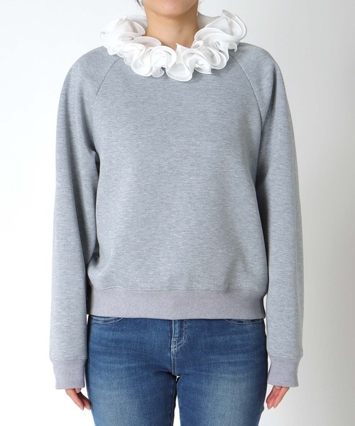 Jines（ジネス）の「フリル衿付きダンボールトップス（Tシャツ/カットソー・レディース・グレー/ブラック/ホワイト・38）」の13枚目の写真