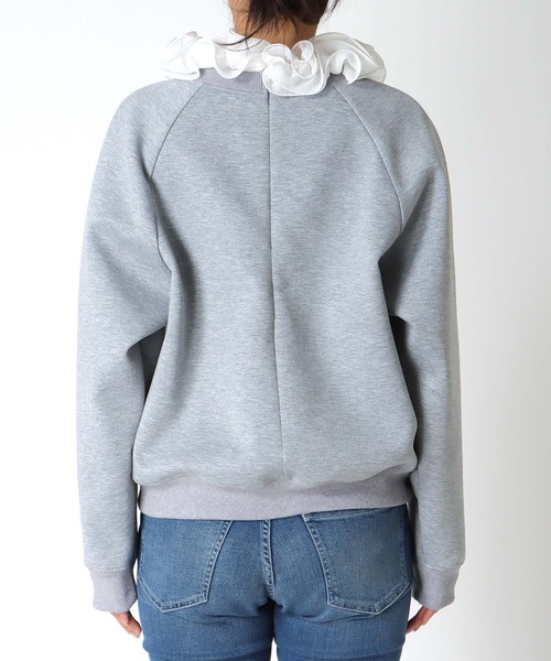 Jines（ジネス）の「フリル衿付きダンボールトップス（Tシャツ/カットソー・レディース・グレー/ブラック/ホワイト・38）」の15枚目の写真