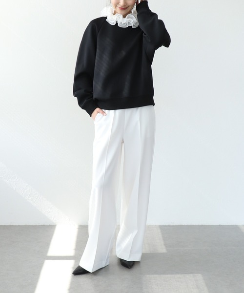 Jines（ジネス）の「フリル衿付きダンボールトップス（Tシャツ/カットソー・レディース・グレー/ブラック/ホワイト・38）」の10枚目の写真