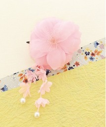 BACKYARD FAMILY（バックヤードファミリー）の「ピンク パール付き光るお花ヘアクリップ（バレッタ/ヘアクリップ）」