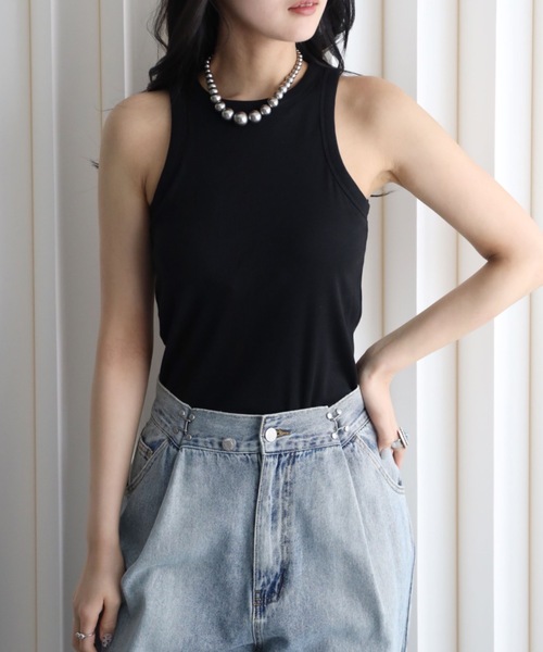 【接触冷感】テレコカップ付アメスリタンク