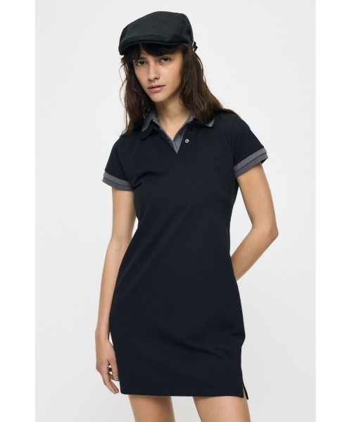 MOUSSY（マウジー）の「CONTRAST POLO ドレス（ワンピース・レディース・グレー/ブラック/ネイビー・1/2）」の2枚目の写真
