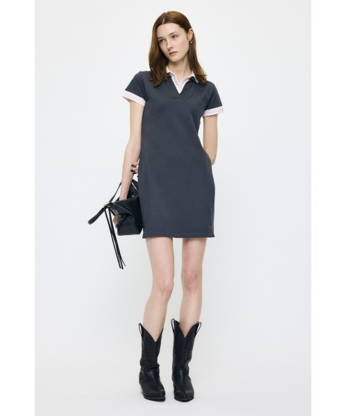 MOUSSY（マウジー）の「CONTRAST POLO ドレス（ワンピース・レディース・グレー/ブラック/ネイビー・1/2）」の6枚目の写真