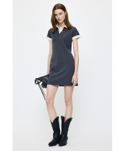 MOUSSY（マウジー）の「CONTRAST POLO ドレス（ワンピース・レディース・グレー/ブラック/ネイビー・1/2）」の7枚目の写真