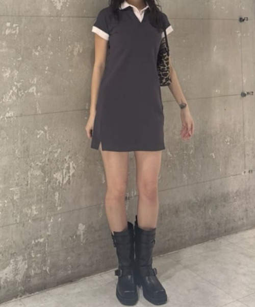 MOUSSY（マウジー）の「CONTRAST POLO ドレス（ワンピース・レディース・グレー/ブラック/ネイビー・1/2）」の18枚目の写真