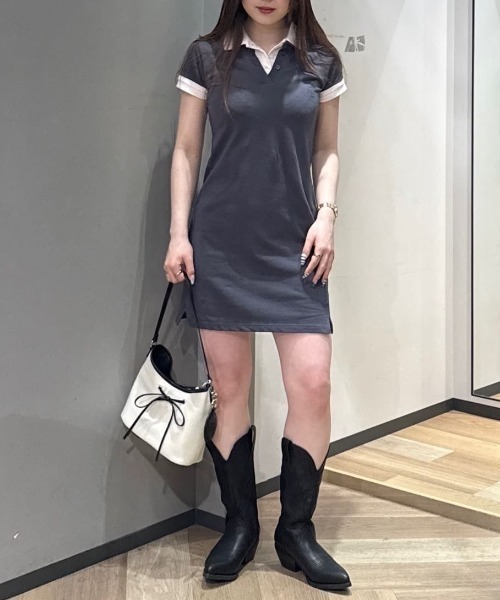 MOUSSY（マウジー）の「CONTRAST POLO ドレス（ワンピース・レディース・グレー/ブラック/ネイビー・1/2）」の22枚目の写真