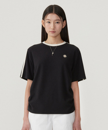 ウーマンシャーリングワッフルTシャツブラック