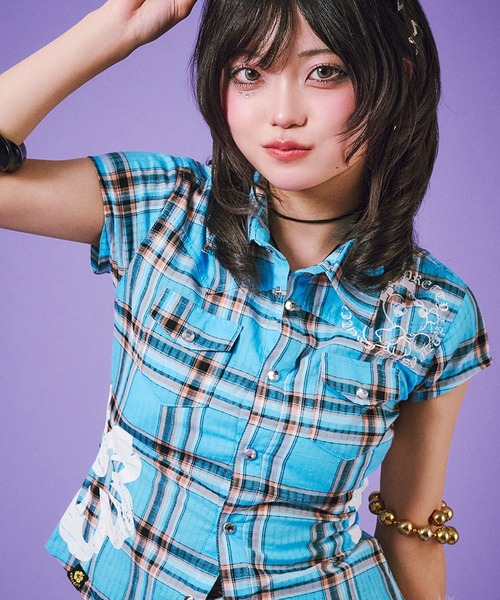 GALFY(ガルフィー)の「【GALFY/ガルフィー】ロコカジチェックシャツ(シャツ/ブラウス・レディース・ブルー/ピンク/オレンジ・M/S)」の1枚目の写真