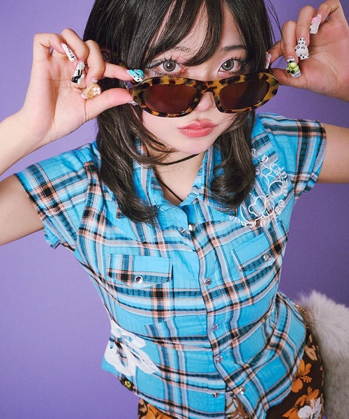 GALFY(ガルフィー)の「【GALFY/ガルフィー】ロコカジチェックシャツ(シャツ/ブラウス・レディース・ブルー/ピンク/オレンジ・M/S)」の17枚目の写真