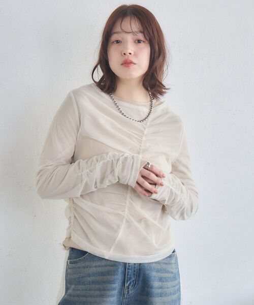 RETRO GIRL(レトロガール)の「シャーリングレイヤードCT(Tシャツ/カットソー・レディース・ブルー/ブラック/ベージュ・FREE)」の17枚目の写真