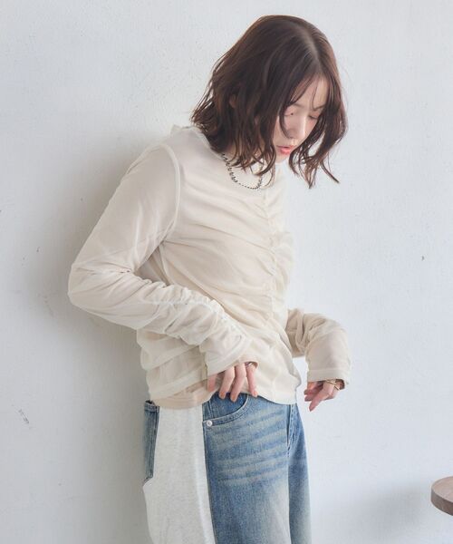 RETRO GIRL(レトロガール)の「シャーリングレイヤードCT(Tシャツ/カットソー・レディース・ブルー/ブラック/ベージュ・FREE)」の16枚目の写真