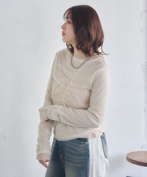 RETRO GIRL(レトロガール)の「シャーリングレイヤードCT(Tシャツ/カットソー・レディース・ブルー/ブラック/ベージュ・FREE)」の14枚目の写真