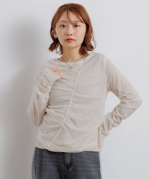 RETRO GIRL(レトロガール)の「シャーリングレイヤードCT(Tシャツ/カットソー・レディース・ブルー/ブラック/ベージュ・FREE)」の12枚目の写真