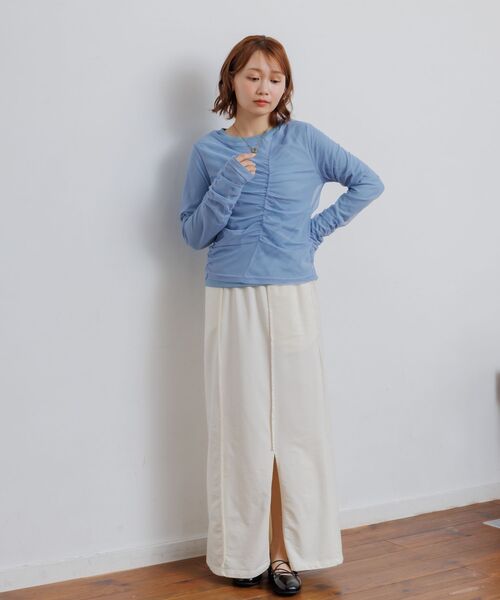 RETRO GIRL(レトロガール)の「シャーリングレイヤードCT(Tシャツ/カットソー・レディース・ブルー/ブラック/ベージュ・FREE)」の10枚目の写真