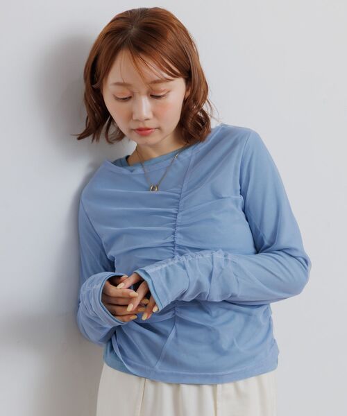 RETRO GIRL(レトロガール)の「シャーリングレイヤードCT(Tシャツ/カットソー・レディース・ブルー/ブラック/ベージュ・FREE)」の7枚目の写真