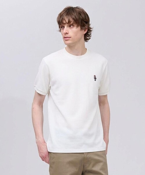 J.PRESS(ジェイプレス)の「新デザイン【BULLDOG BOY】カノコレジメン クルーネック Tシャツ(Tシャツ/カットソー・メンズ・ローズ系/ホワイト系/ネイビー系/サックスブルー系・MEDIUM/X-LARGE/LARGE/SMALL)」の1枚目の写真