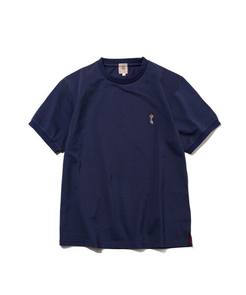 J.PRESS(ジェイプレス)の「新デザイン【BULLDOG BOY】カノコレジメン クルーネック Tシャツ(Tシャツ/カットソー・メンズ・ローズ系/ホワイト系/ネイビー系/サックスブルー系・MEDIUM/X-LARGE/LARGE/SMALL)」の10枚目の写真