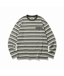 GOTHIC LOGO STRIPE LS TEE GREY