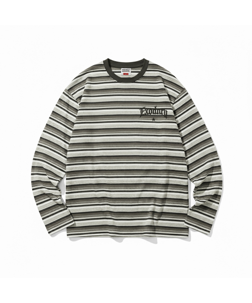 EXTRAORDINARY(エクストラオーディナリー)の「GOTHIC LOGO STRIPE LS TEE GREY(Tシャツ/カットソー・メンズ・その他・MEDIUM/LARGE/X-LARGE)」の1枚目の写真