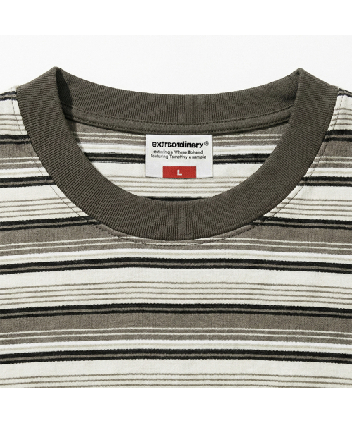 EXTRAORDINARY(エクストラオーディナリー)の「GOTHIC LOGO STRIPE LS TEE GREY(Tシャツ/カットソー・メンズ・その他・MEDIUM/LARGE/X-LARGE)」の3枚目の写真