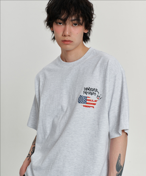 PAPERBOY(ペーパーボーイ)の「USAヴィンテージ半袖Tシャツ-ホワイトメランジ(Tシャツ/カットソー・レディース・その他・SMALL/MEDIUM/LARGE/X-LARGE)」の3枚目の写真