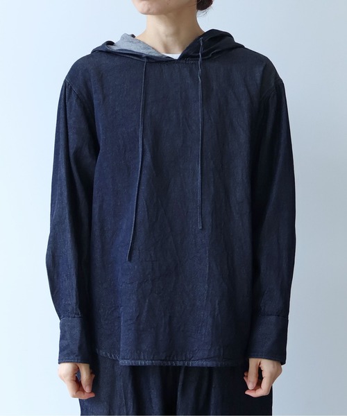 yuni(ユニ )の「R/C soft denim hoody(パーカー・レディース・ネイビー・FREE)」の11枚目の写真