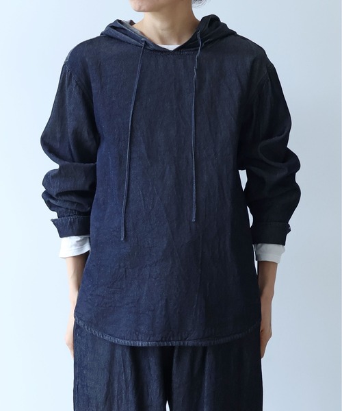 yuni(ユニ )の「R/C soft denim hoody(パーカー・レディース・ネイビー・FREE)」の8枚目の写真