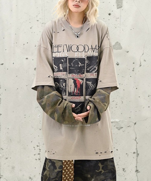 mushwear(マッシュウェア)の「グランジフェイクレイヤード オーバーT(Tシャツ/カットソー・メンズ・グレー・X-LARGE/LARGE/MEDIUM/SMALL)」の8枚目の写真