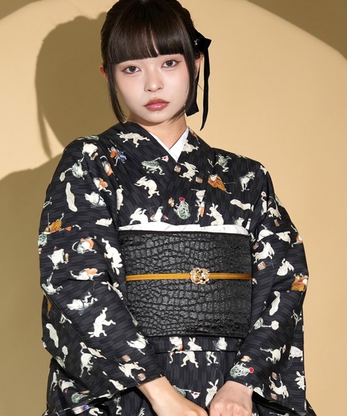 着物 単衣 ニコアンティーク 戯画日和（着物）｜utatane（ウタタネ）の