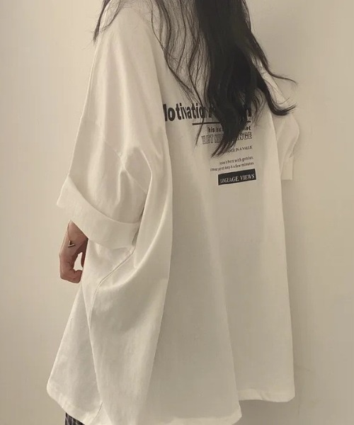 yuue' ( wear )(ユーイ)の「オーバーサイズロゴプリント半袖Tシャツ(Tシャツ/カットソー・レディース・ブルー/ライトグレー/ホワイト・FREE)」の5枚目の写真