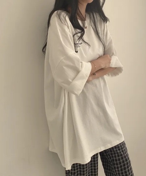 yuue' ( wear )(ユーイ)の「オーバーサイズロゴプリント半袖Tシャツ(Tシャツ/カットソー・レディース・ブルー/ライトグレー/ホワイト・FREE)」の6枚目の写真
