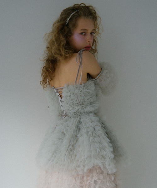 HONEY MI HONEY（ハニーミーハニー）の「tulle tiered two-way tunic（チュニック・レディース・ベビーピンク/オフホワイト/ミント・FREE）」の9枚目の写真