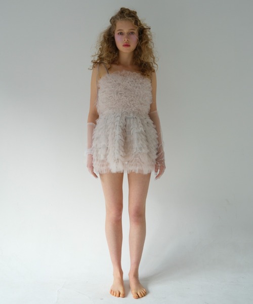 HONEY MI HONEY（ハニーミーハニー）の「tulle tiered two-way tunic（チュニック・レディース・ベビーピンク/オフホワイト/ミント・FREE）」の7枚目の写真