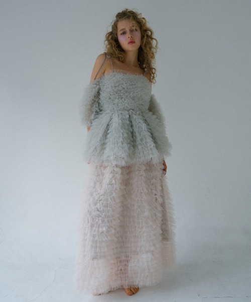 HONEY MI HONEY（ハニーミーハニー）の「tulle tiered two-way tunic（チュニック・レディース・ベビーピンク/オフホワイト/ミント・FREE）」の10枚目の写真